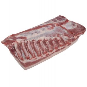 Pork belly boneless, rind on, single ribbed